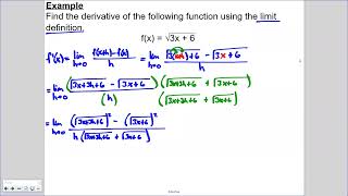 Use the limit definition to find the derivative of a function with a radical