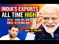 India achieves its highest ever overall exports of 776 billion  rise of india exports 20142024