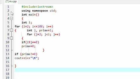 How to make a program for printing prime numbers to the screen from 2 to 100 using nested for loops