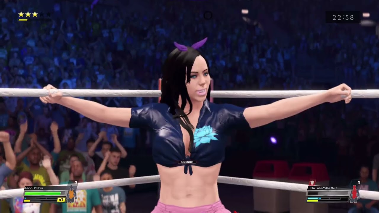WWE 2K22 Nico Robin VS Tina Armstong Stinkface IW 1 (Tina Gets Stinkface More)