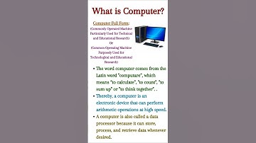 What is Computer? || Computer Definition || Computer Full Form #shorts#education