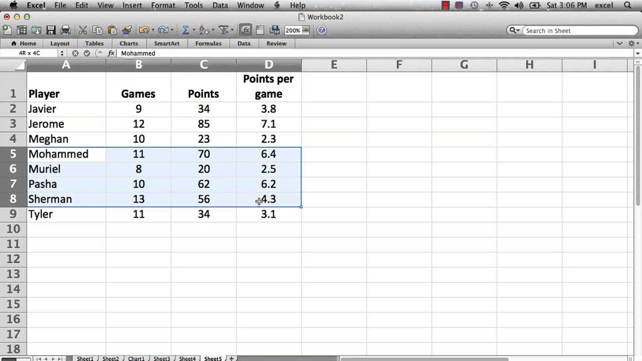 excel shift cells down