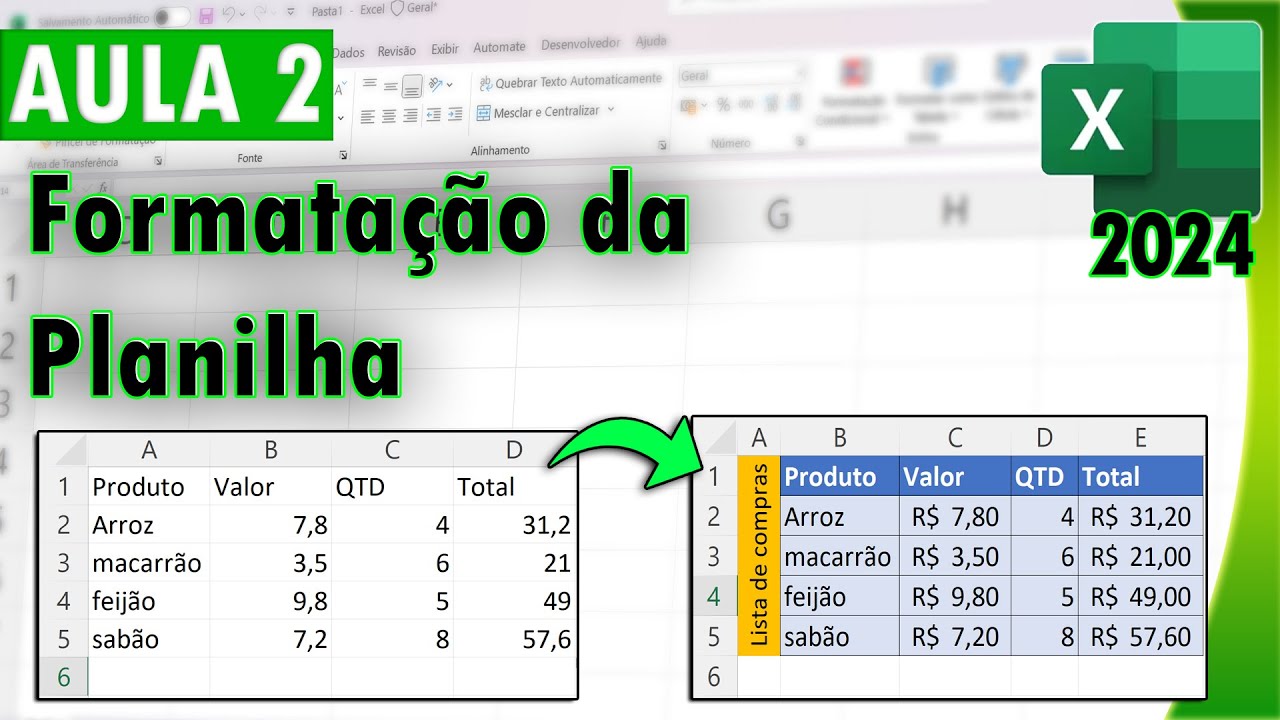 CURSO BÁSICO DE EXCEL 2024 - AULA 2 - YouTube