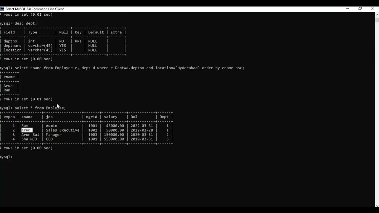 JDBC program to join two tables and print results YouTube