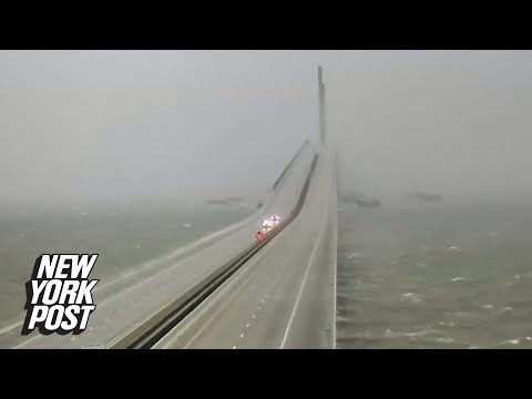 Rough waters seen under Sunshine Skyway Bridge in Tampa, as FL braces for Hurricane Ian | NY Post