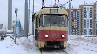 Трамвай Екатеринбурга Tatra T3Su Сме №651/652 Маршрут №1 Прибывает На К/Ост. 