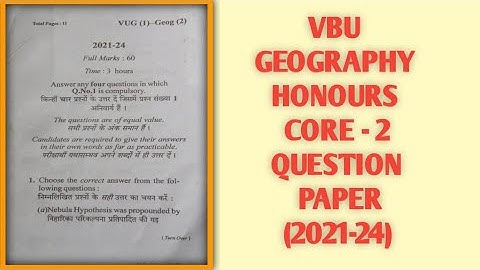 Geography (H)Core -2 Session 2021-24 Question Paper l Vbu geography honours core 2 question paper🎓🎓📚
