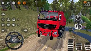 🚛12 Wheeler Bhart Benz Stones Transporter Truck Driving In Offroad | Bus Simulator Indonesia🔥#83 screenshot 2