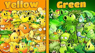 All Plants YELLOW & ORANGE vs GREEN - Who Will WIn? - PvZ 2 Team Plants Vs Team Plant