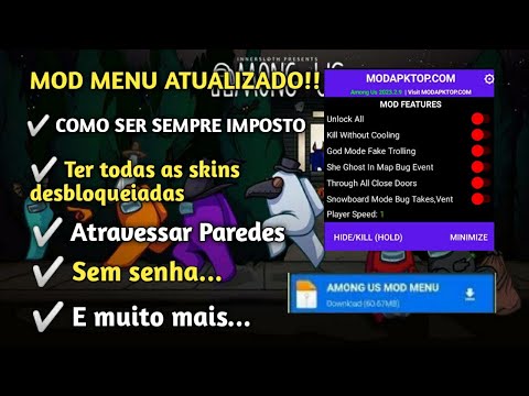 NOVO MOD MENU AMONG US (SEMPRE IMPOSTOR) + ANT-BAN CHAT LIVRE ATUALIZADO  2022.7.6 