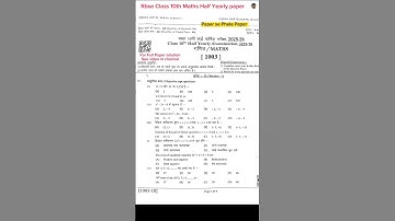 Rbse class 10th maths Half Yearly Exam 2025/ Class 10th maths half yearly paper solution 2025-26