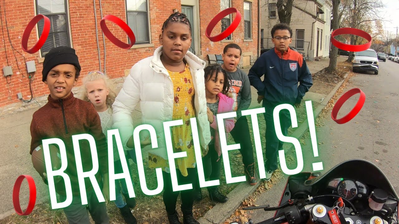 Handing out bracelets in northern Kentucky