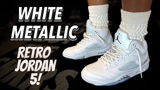 Retro Jordan 5 White Metallic! Review & On Feet! - YouTube