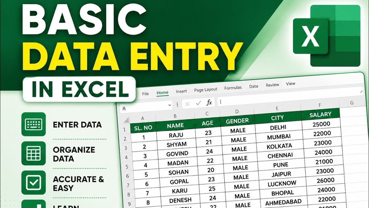 Basic Data Entry in Excel | Easy Excel Tutorial। Data Entry in Excel # ...