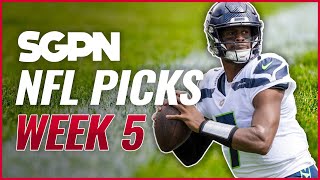 NFL Picks Week 5 - NFL Predictions 10\/9\/22 - Sports Gambling Podcast - NFL Predictions Week 5