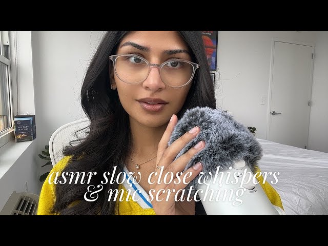 asmr close whispers & mic scratching | slow gentle whispers and unintentional mouth sounds ☕️