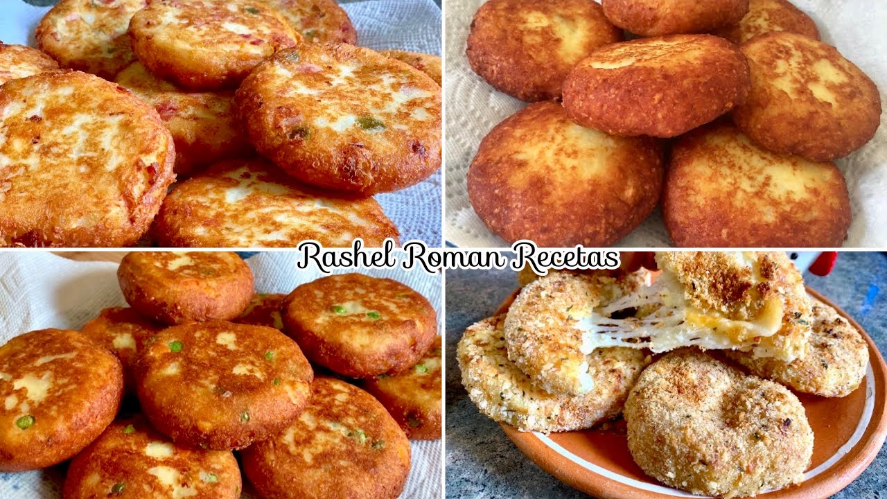 4 RECETAS DE TORTITAS  DE PAPA 🥔CON QUESO,FÁCILES Y DELICIOSAS 😋