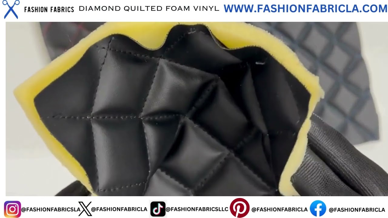 thumbnail image 2 of Quilted Diamond Faux Leather Fabric By Yard – PU With Foam Backing For Car Headliner, Upholstery & Crafts 2 of 4