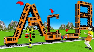 ABCに変形する踏切カンカンと電車 - Fumikiri 3D Railroad Crossing Train Animation