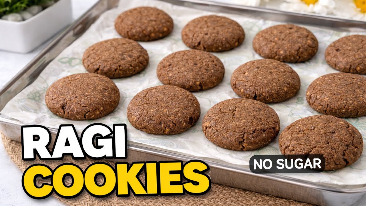 No Sugar Ragi Cookies 🍪 | Satvik Eggless Healthy Cookies | No Maida Recipe
