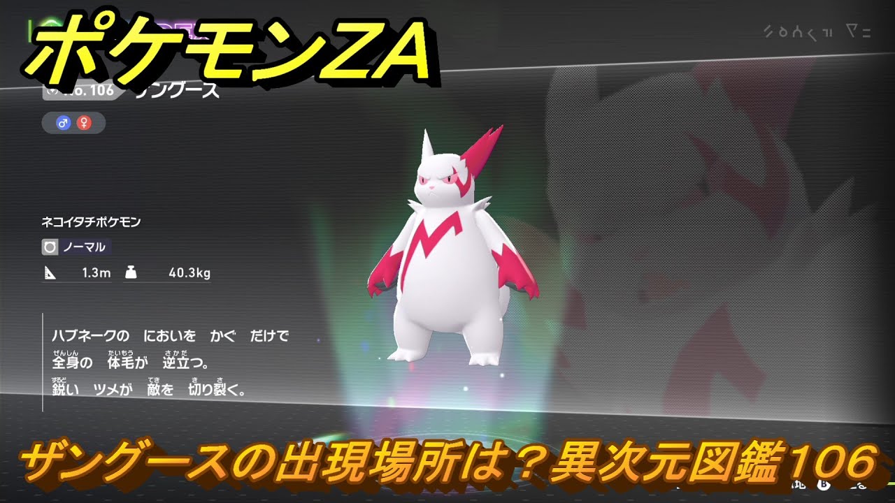 ポケモン タイム ザングース ポケモンZA ザングースの出現場所は？異次元図鑑106 ＃798