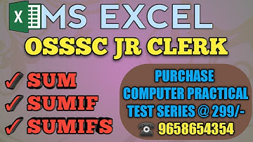 MS Excel practical question for OSSSC JR CLERK