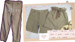 Transforming Old pants into Pocket short and Waist Paper bag skirt | Refashion #23| Madebykatilin