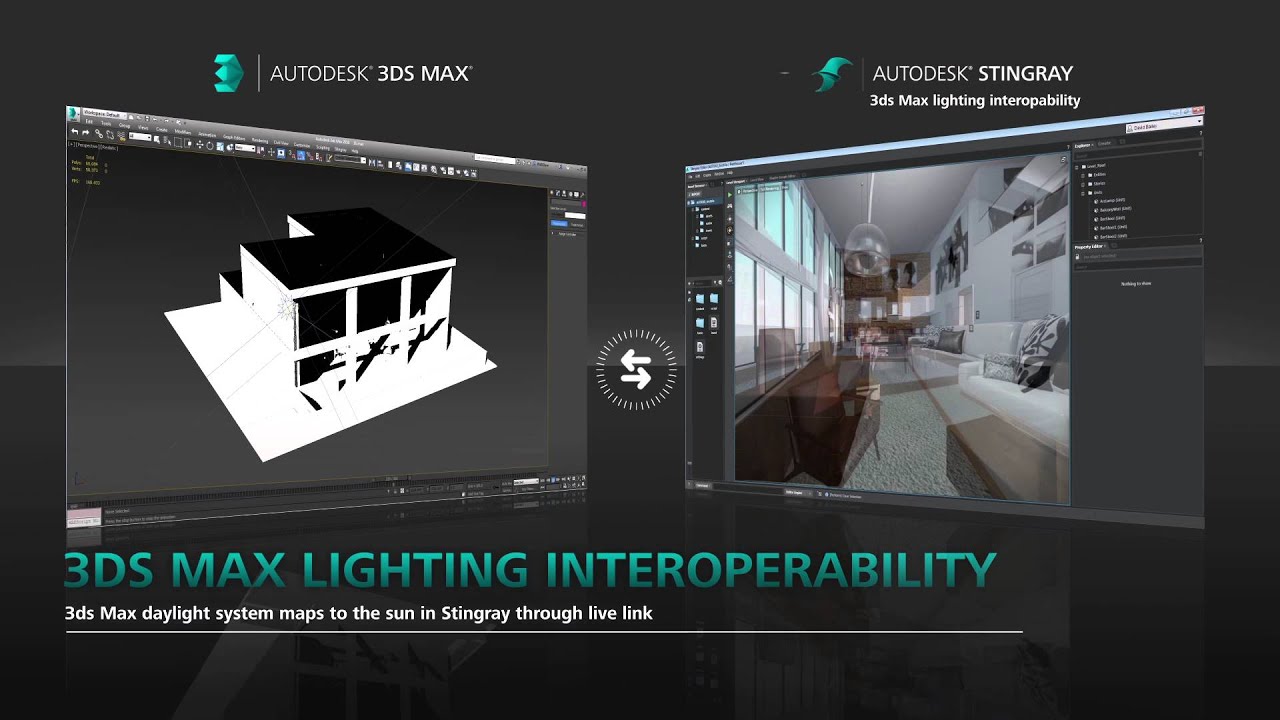 autodesk revit Lighting Demo - Stingray Engine live links to the 3ds Max daylight system
