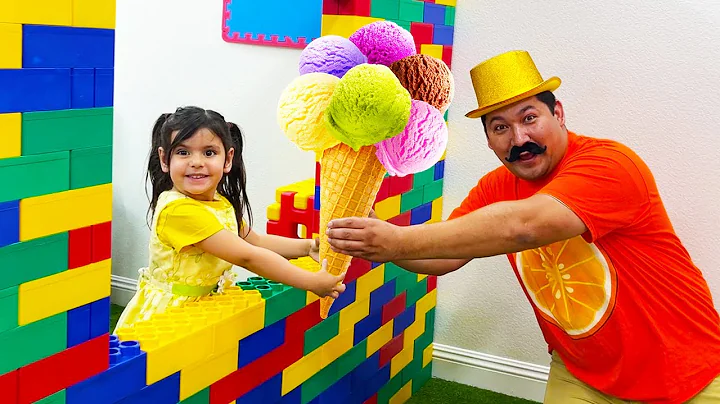 Ellie Pretend Play Colored Ice Cream Drive Thru Toy Blocks Restaurant | Funny Food Toys Story