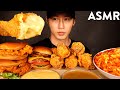 ASMR MUKBANG CHEESY FRIED CHICKEN & CHICKEN SANDWICH & DOUBLE CHEESEBURGER & SPAGHETTI (No Talking)