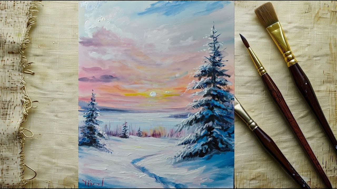 Kış Manzara Akrilik Boya Landscape Painting