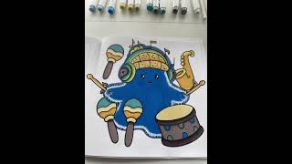 Ghost Drummer Coloring Page | Dancing Jam (AI Edited)