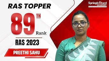 Ms. Preethi Sahu | RAS-2023 | Rank-89 | Mock Interview | SpringBoard Academy