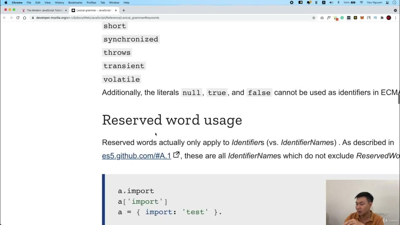 04 007 Reserved keywords trong Javascript - YouTube
