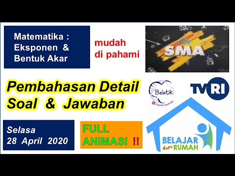 Pembahasan Soal Eksponen Bentuk Akar Belajar Dari Rumah Tvri Matematika Sma Smk Selasa 28 April Youtube