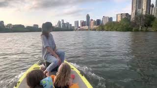 Isle Megaladon Paddleboard with Newport Vessels NT300 Electric Outboard motor in Downtown Austin
