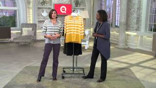 Liz Claiborne New York 3/4 Sleeve Striped Knit Sweater with Jayne Brown