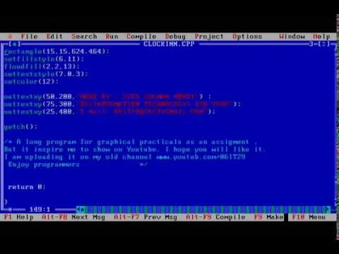 CLOCK - Animated in C graphics | Turbo C++