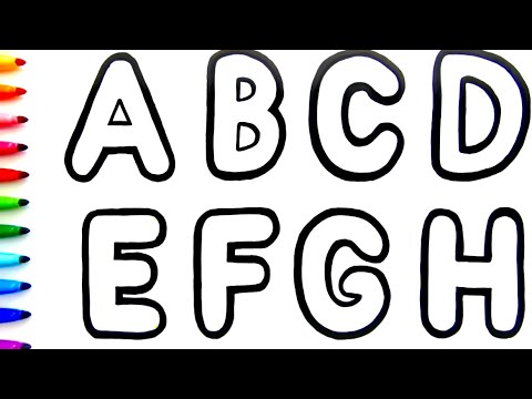 How to draw Alphabets for kids. A to Z drawing and colouring for kids ...