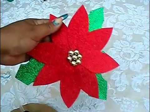 COMO HACER UNA FLOR DE NOCHEBUENA CON SOBRANTES DE FOAMI - YouTube