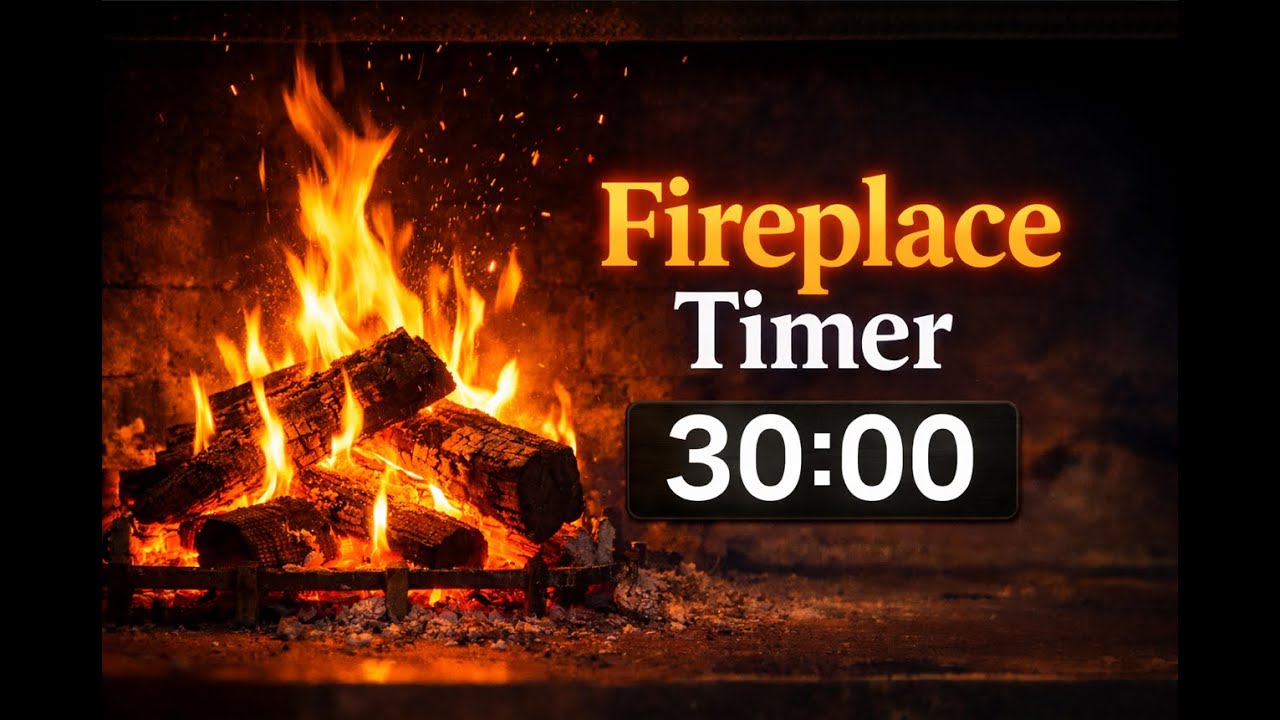 Fireplace Sounds 🔥 30 Minute Timer | Relax, Focus & Sleep 