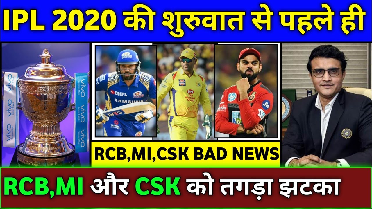 IPL 2020 - Biggest Bad News For MI,CSK & RCB Before Vivo IPL 2020 | IPL 2020 Bad News