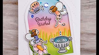 Distress Ink Watercolored Little Fairies Terrarium Card @ChanninPelletier