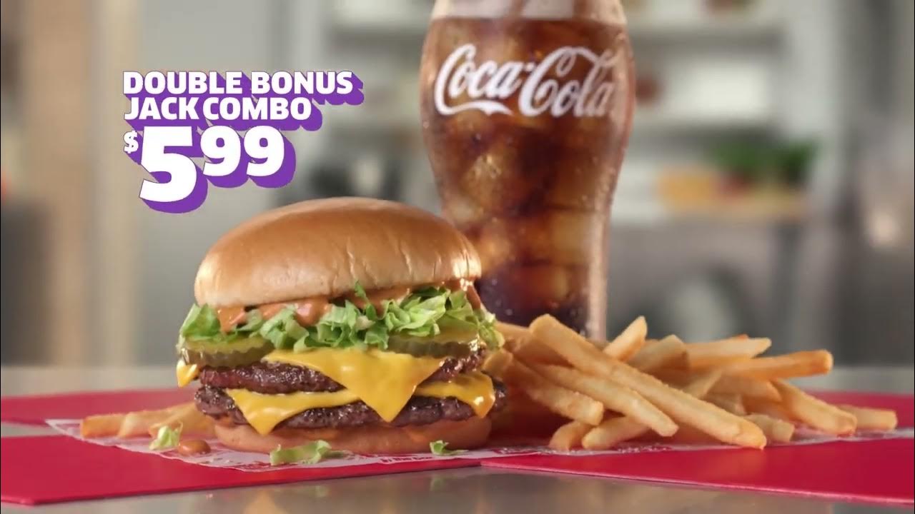 $5.99 Double Bonus Jack Combo | Double The Commercial | Jack in the Box - """Con el doble de carne y doble queso, el Double Bonus Jack te da el doble de todo lo que te gusta de mi hamburguesa por solo $5.99. Con eso en mente, le ofrec