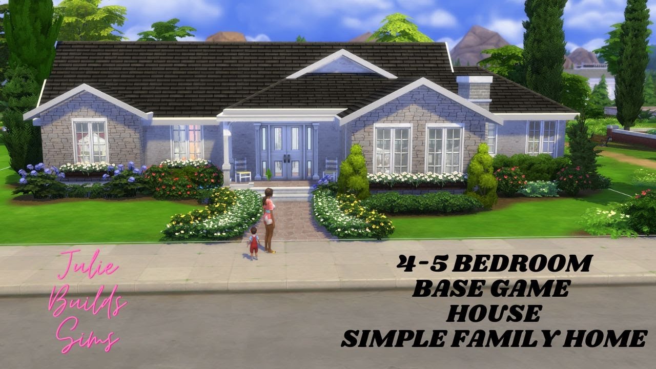 Base Game 5 Bedroom Family Home The Sims 4 Speed Build - YouTube