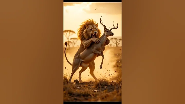 Lion 🦁Attack on Deer 🦌 #animals #ai #short  #shorts #lion #wildlife #reels