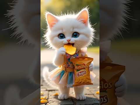 قطة صغيرة تستمتع بالشيبس قطة قطط قطة كيوت شيبس ضحك كيوت