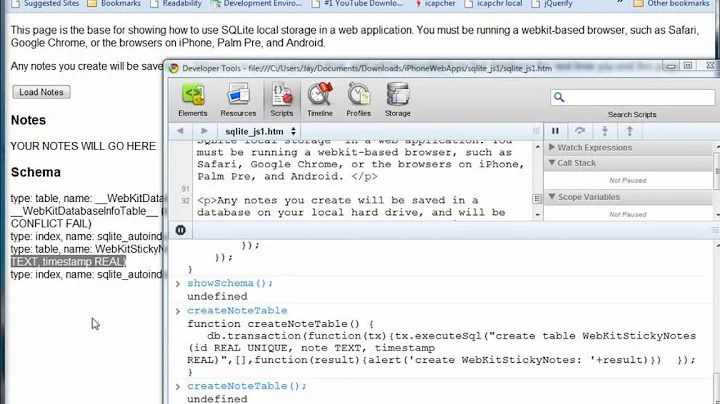 SQLite Programming With Javascript