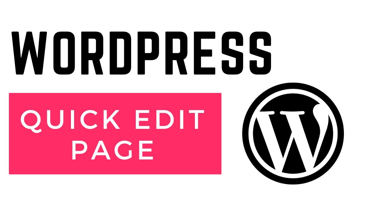 How to Quick Edit page in WordPress (Very East) - YouTube
