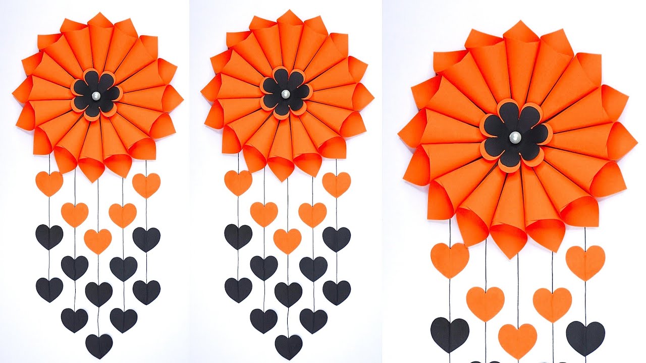 Wall Hanging Craft Ideas | DIY Home Decor | Paper Flower Wall Hanging ...